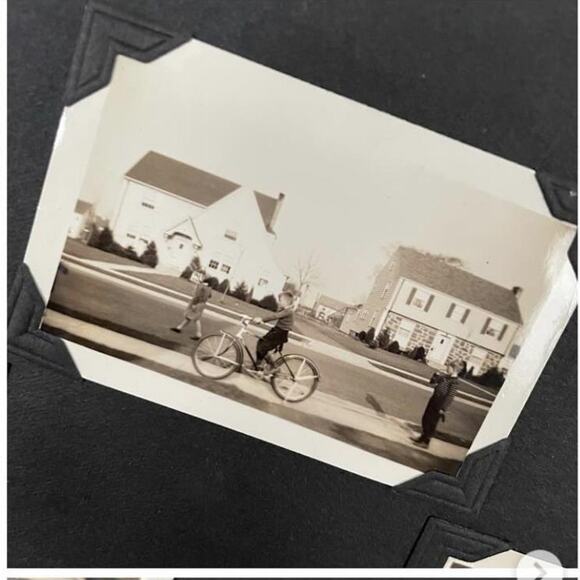 Vintage Snapshots Photograph Black Scrapbook BW Family Photos Dog Bicycle Car - Picture 2 of 10
